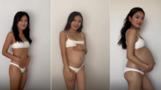 쌍둥이를 임신한 여성이 기록한 9개월간 몸의 변화 (영상)